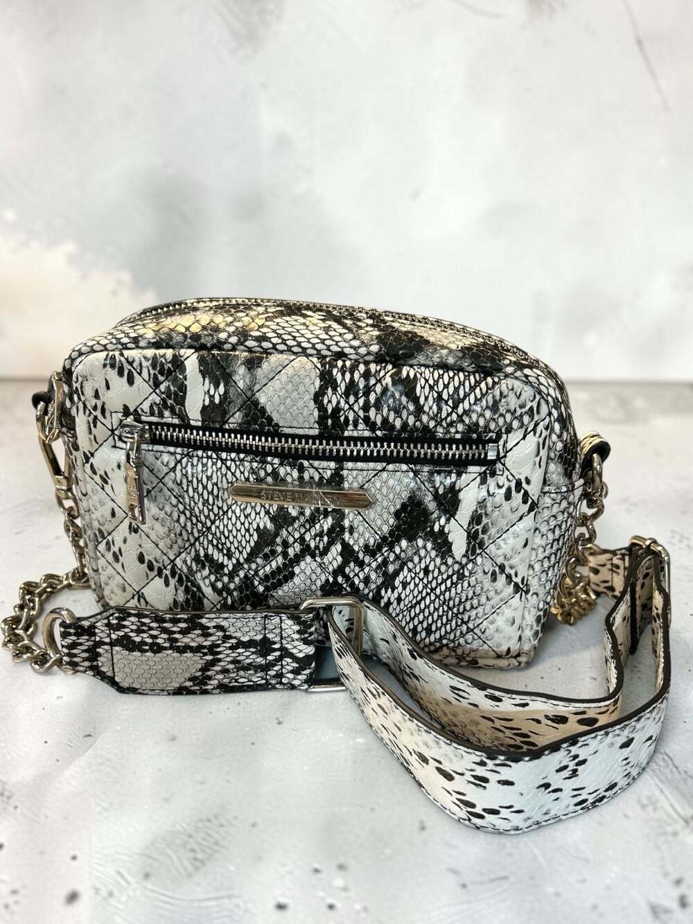 Steve Madden Quilted Faux Snakeskin Crossbody Bag